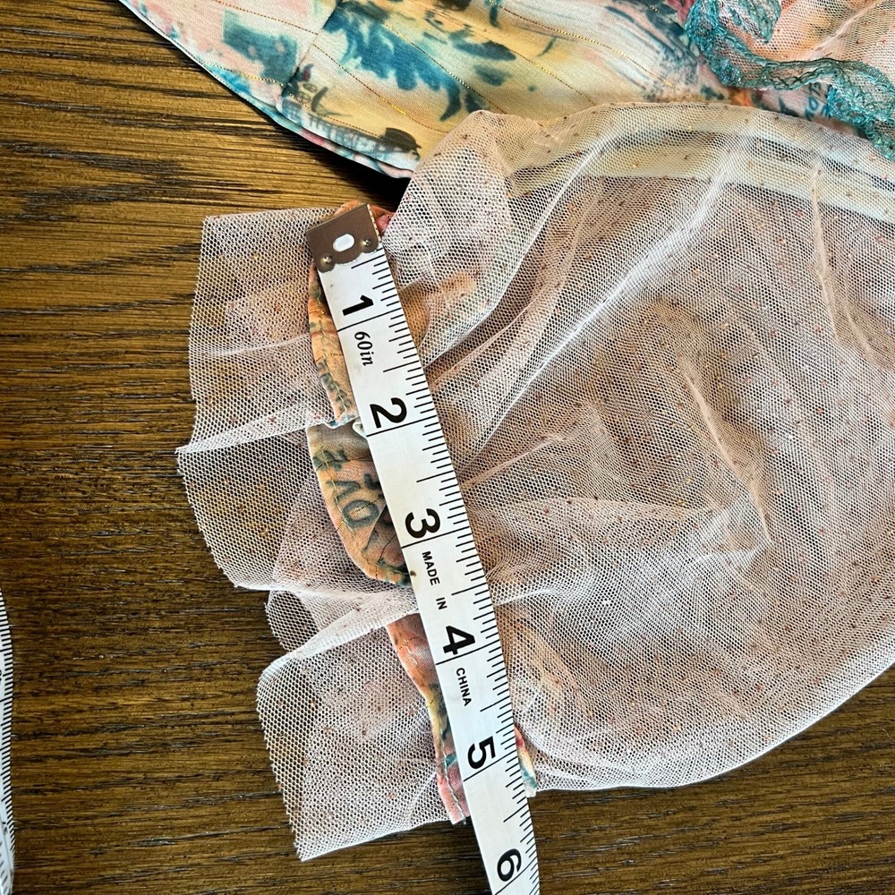 KAIMILAN Tiered Midi Dress Cotton Mesh Floral Beaded Cottagecore Fairycore 2 - Picture 8 of 11